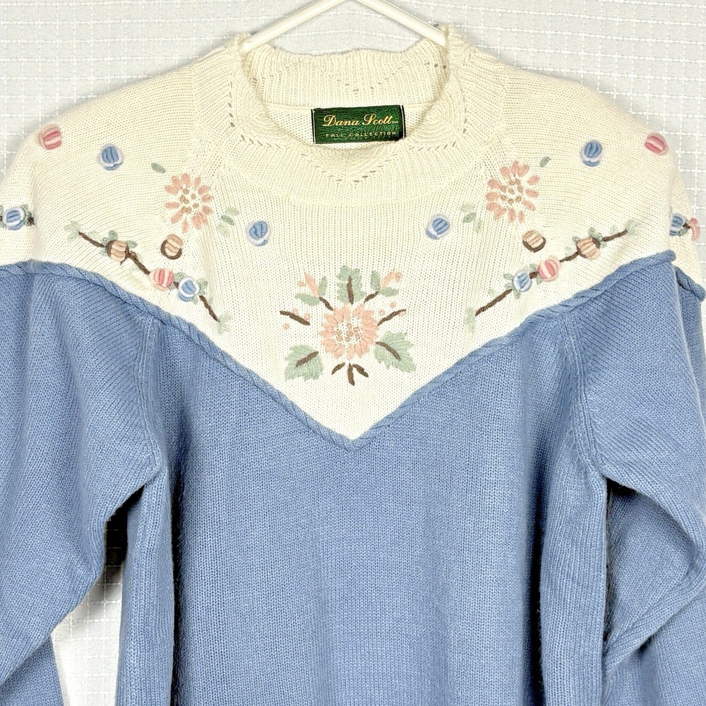 Vintage 90s Dana Scott Floral Cottagecore Sweater Small Grannycore‎ Granny Chic - Picture 3 of 11